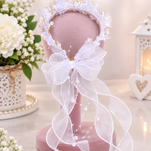 Diadema rosas mariposas lazo personalizado — imagen 1