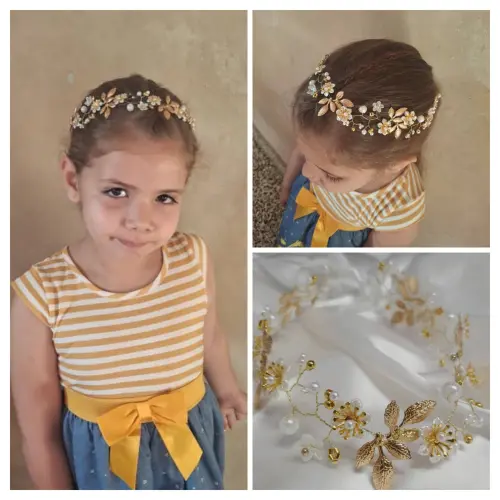Tiara de novia glamour dorada — imagen 2