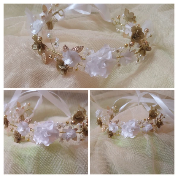 Diadema  de aro dorada y blanca's foto | Creaciones Mi Bella Elena |  BizneCubano