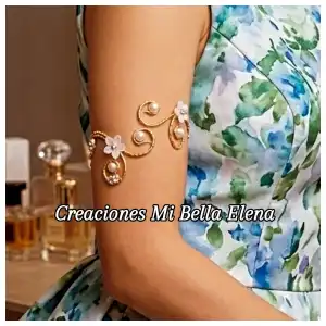 Brazalete dorado y flores de resina miniatura 2