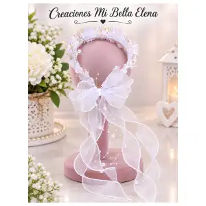 Diadema rosas mariposas lazo personalizado miniatura 1
