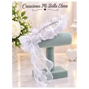Diadema rosas mariposas lazo personalizado miniatura 2