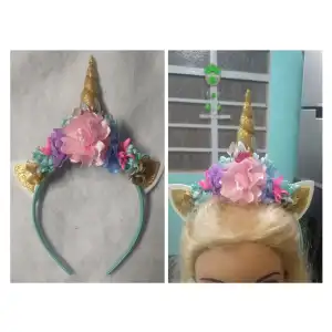Unicornio diseño flor satín miniatura 1
