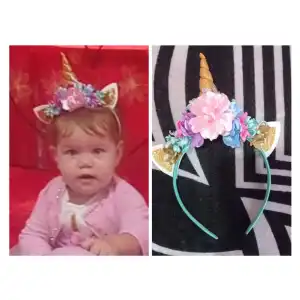 Unicornio diseño flor satín miniatura 2