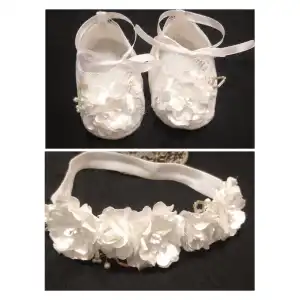 Conjunto cintillo bebe / zapaticos miniatura 1