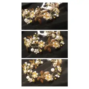 Tiara de novia glamour dorada miniatura 1