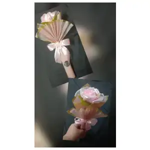 Flores eternas tallo y papel coreano doble miniatura 4